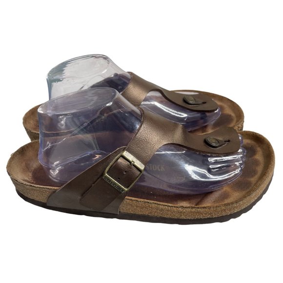 Birkenstock Women's Gizeh Gold Birko Flor Thong Sandals Size EU 42/US 11 - Picture 1 of 7